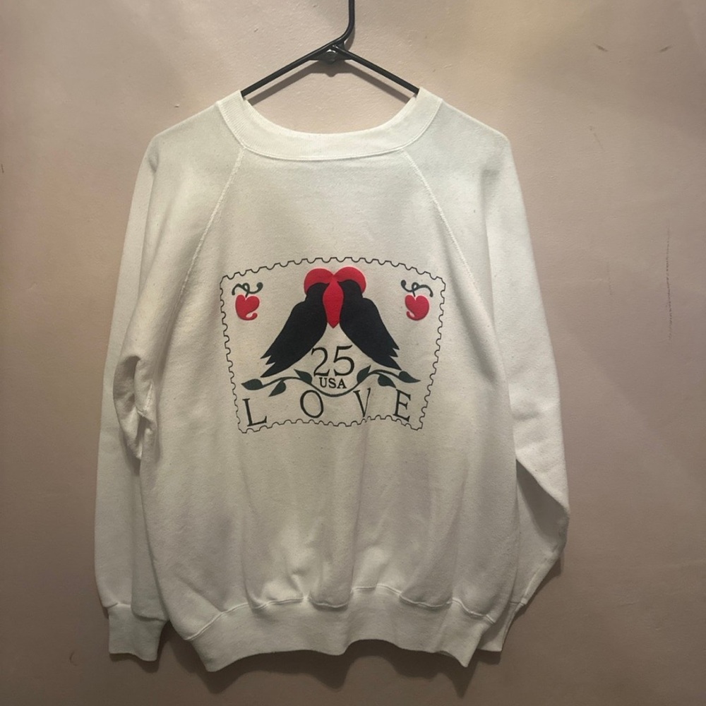 Vintage 1988 USPS Love Birds Stamp Sweater